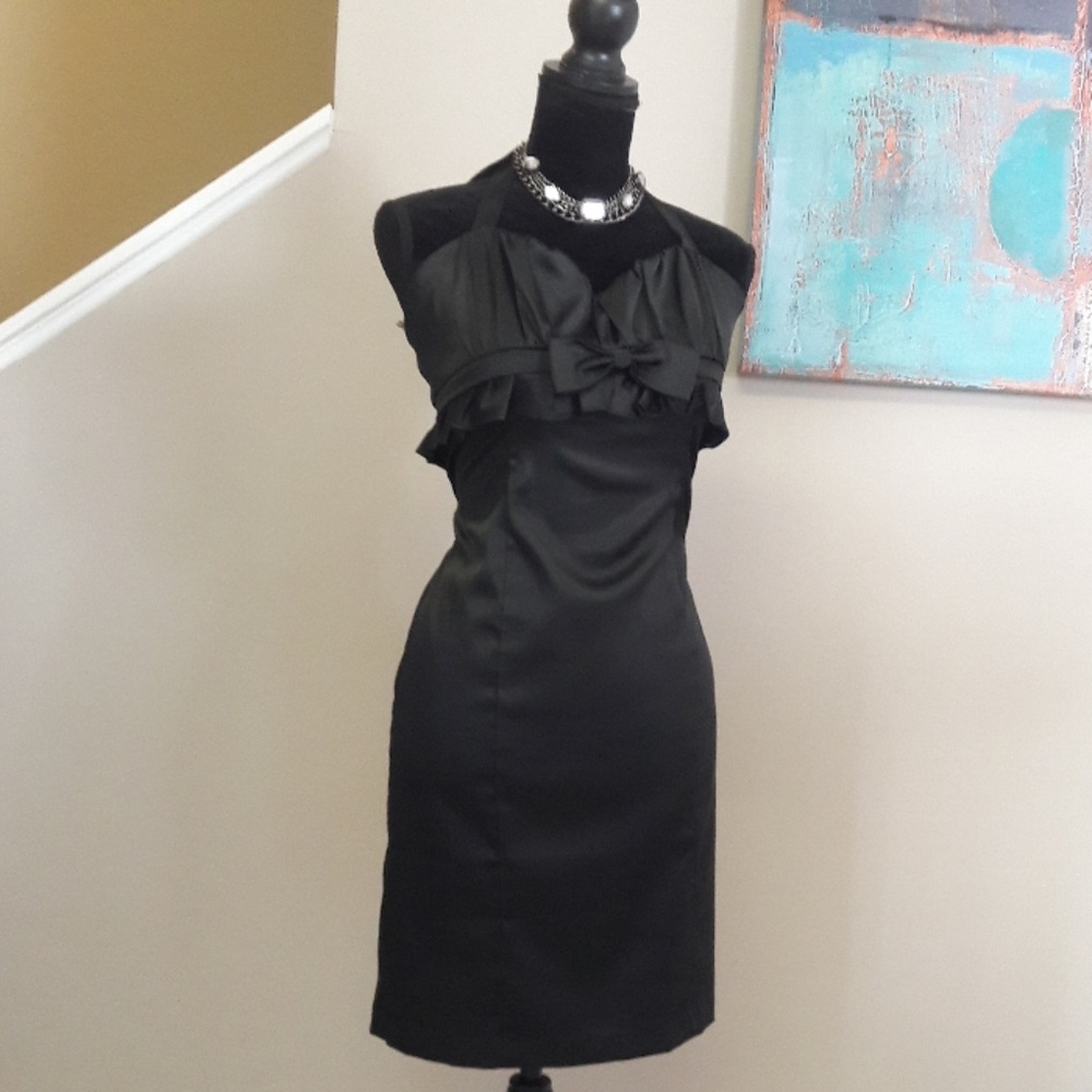 Forever/ Black/ Satin/ Halter Style /Dress